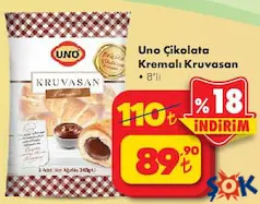UNO ÇİKOLATA KREMALI KRUVASAN 8'Lİ fiyat ve kampanya bilgisi